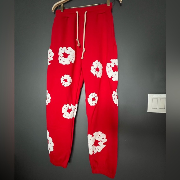 Denim Tears The Cotton Wreath Sweatpants Red White - Picture 2 of 6